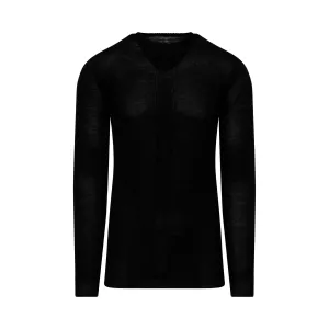 Biker Round Neck Knitwear in Black