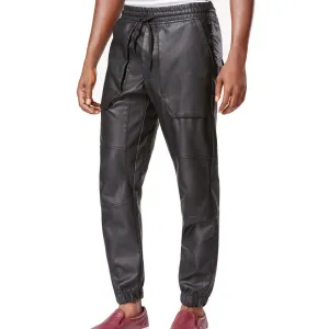 Black Men's Leather Jogger Pants - Stylish and Comfortable