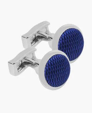 Blue Woven Round Cufflinks