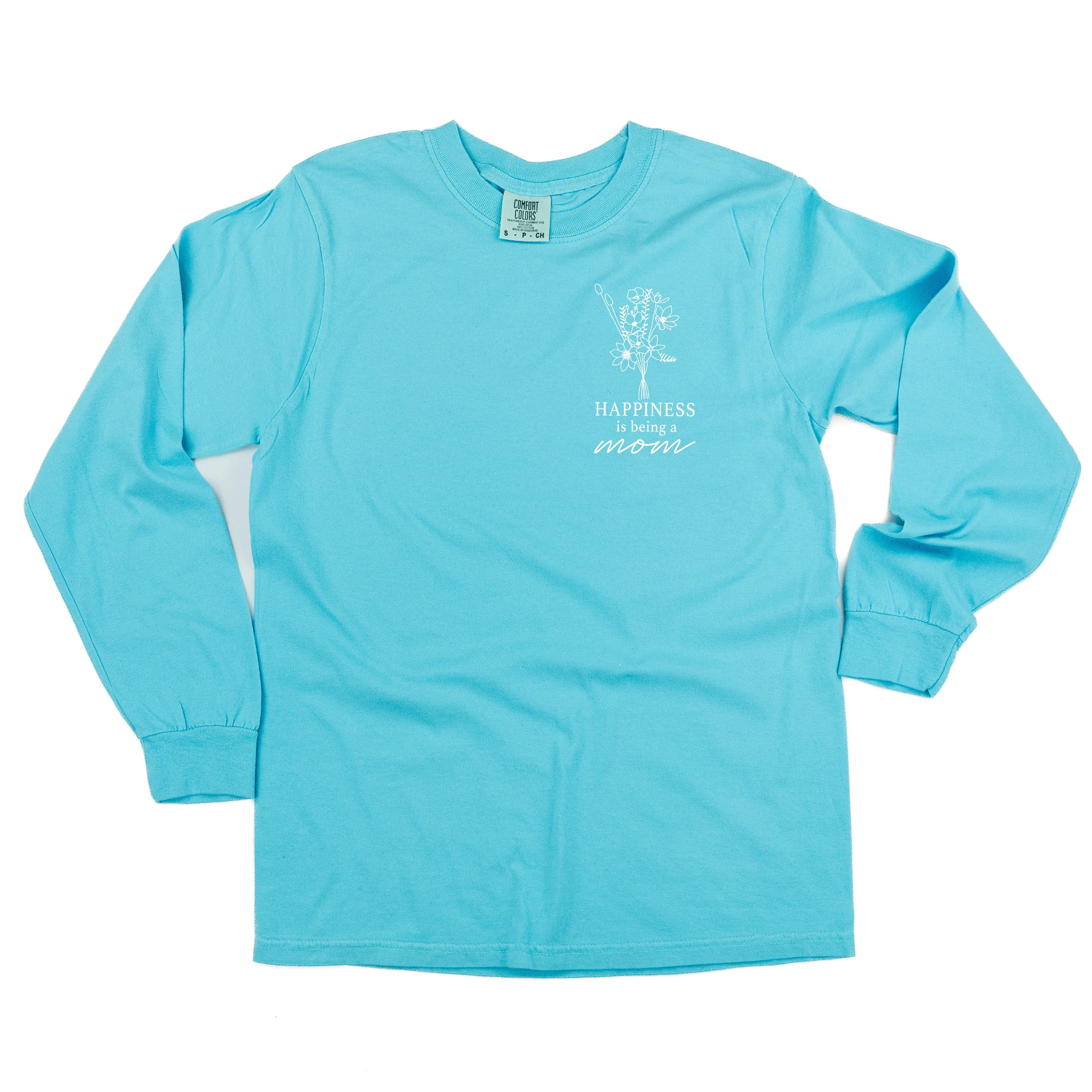 Bouquet Style - Happiness is Being a MOM - LONG SLEEVE COMFORT COLORS TEE