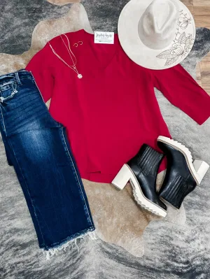 Burgundy Puff Long Sleeve Top