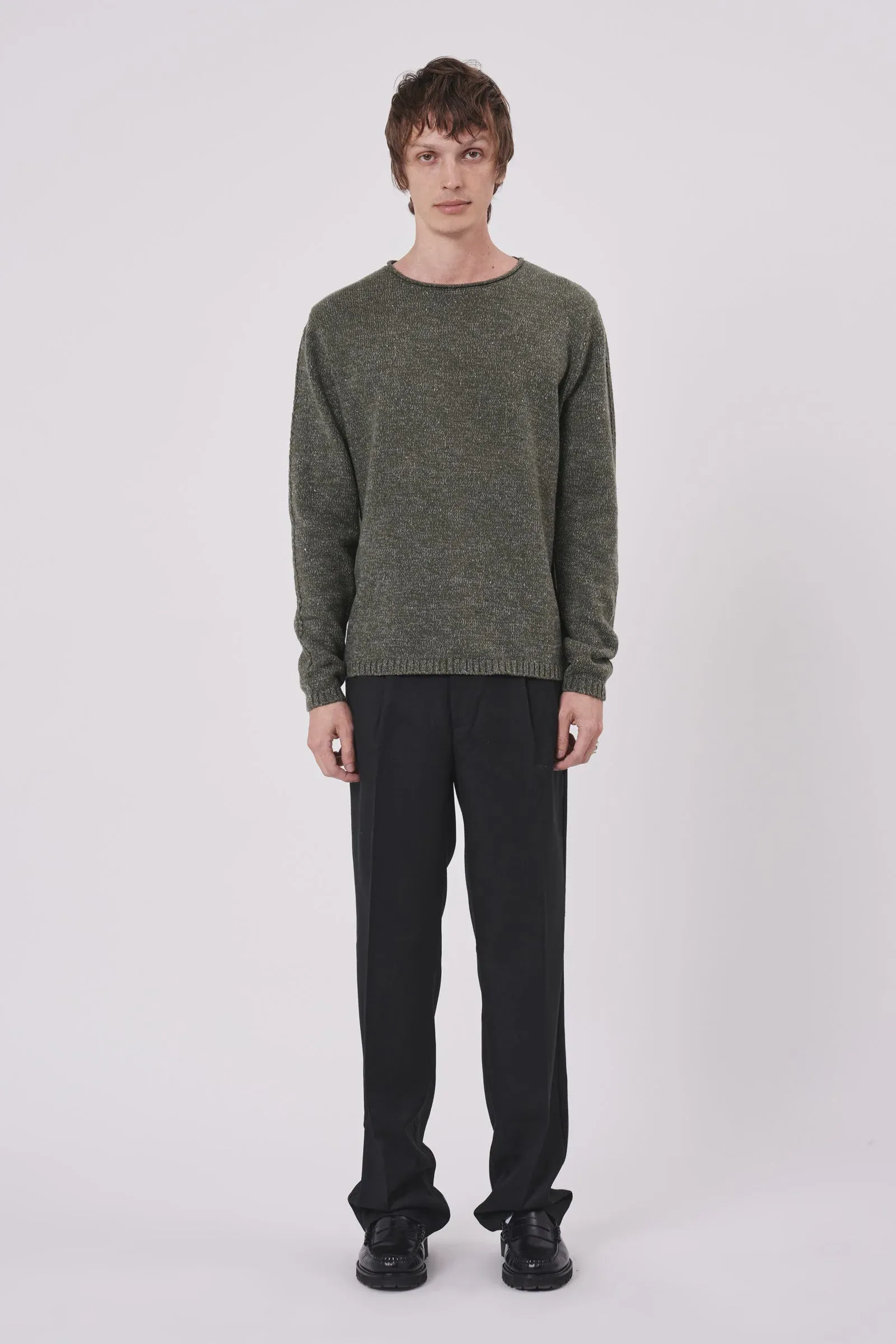 Chain Knit Crew - Military Fleck