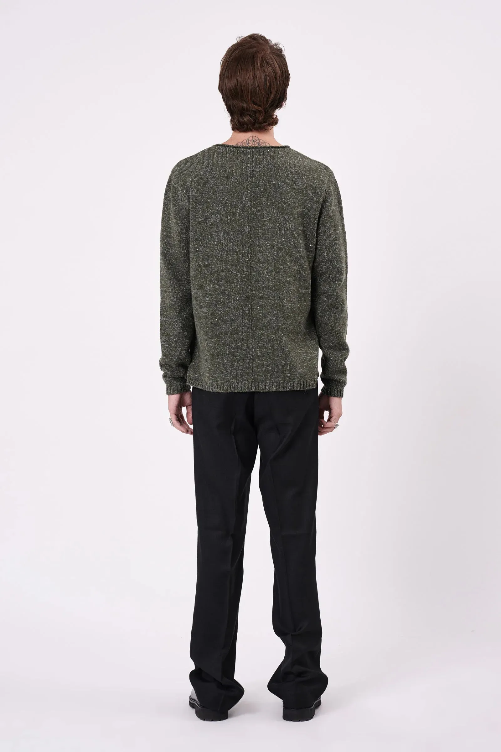 Chain Knit Crew - Military Fleck