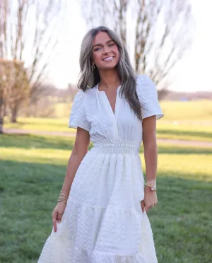 Creamy Petal Tiered Dress