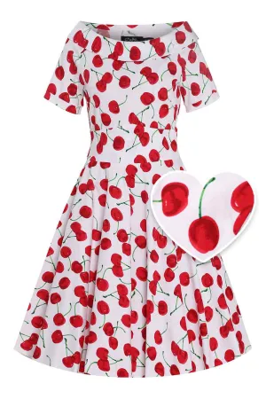 Darlene Red Cherry Dress In White