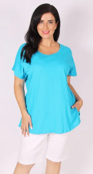 Easy Cotton Shell Top Aqua