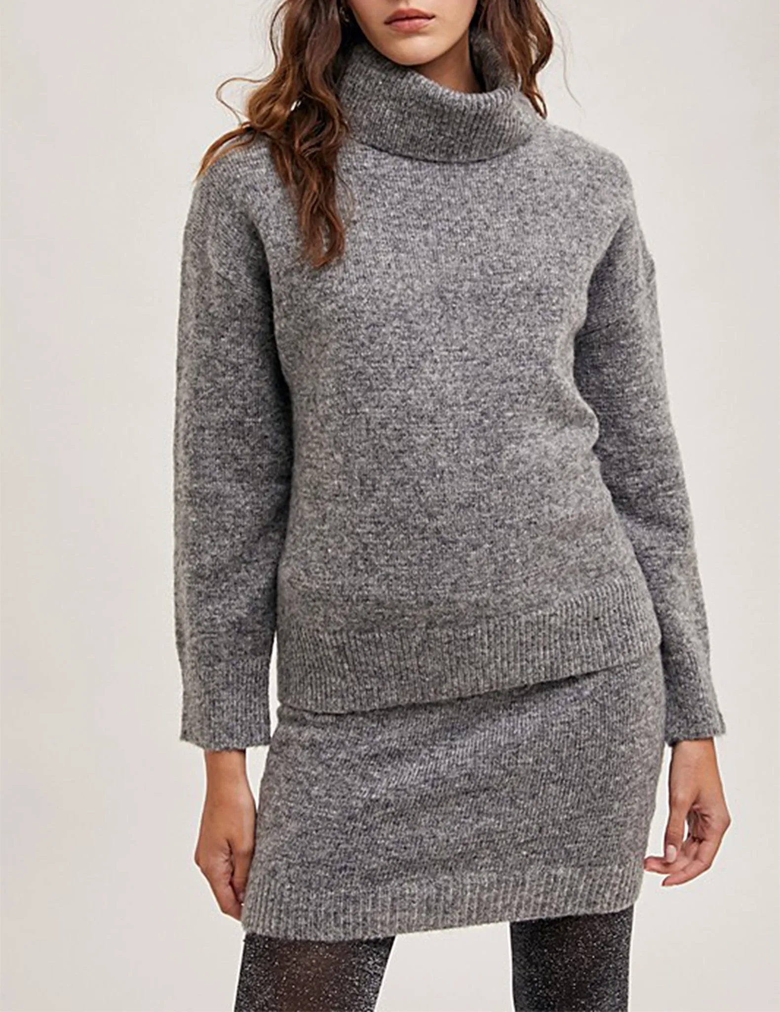 Eliana Heather Grey Turtleneck Sweater