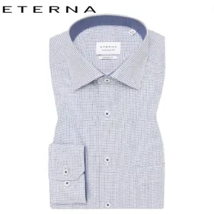 Eterna Navy Small Check Shirt Navy