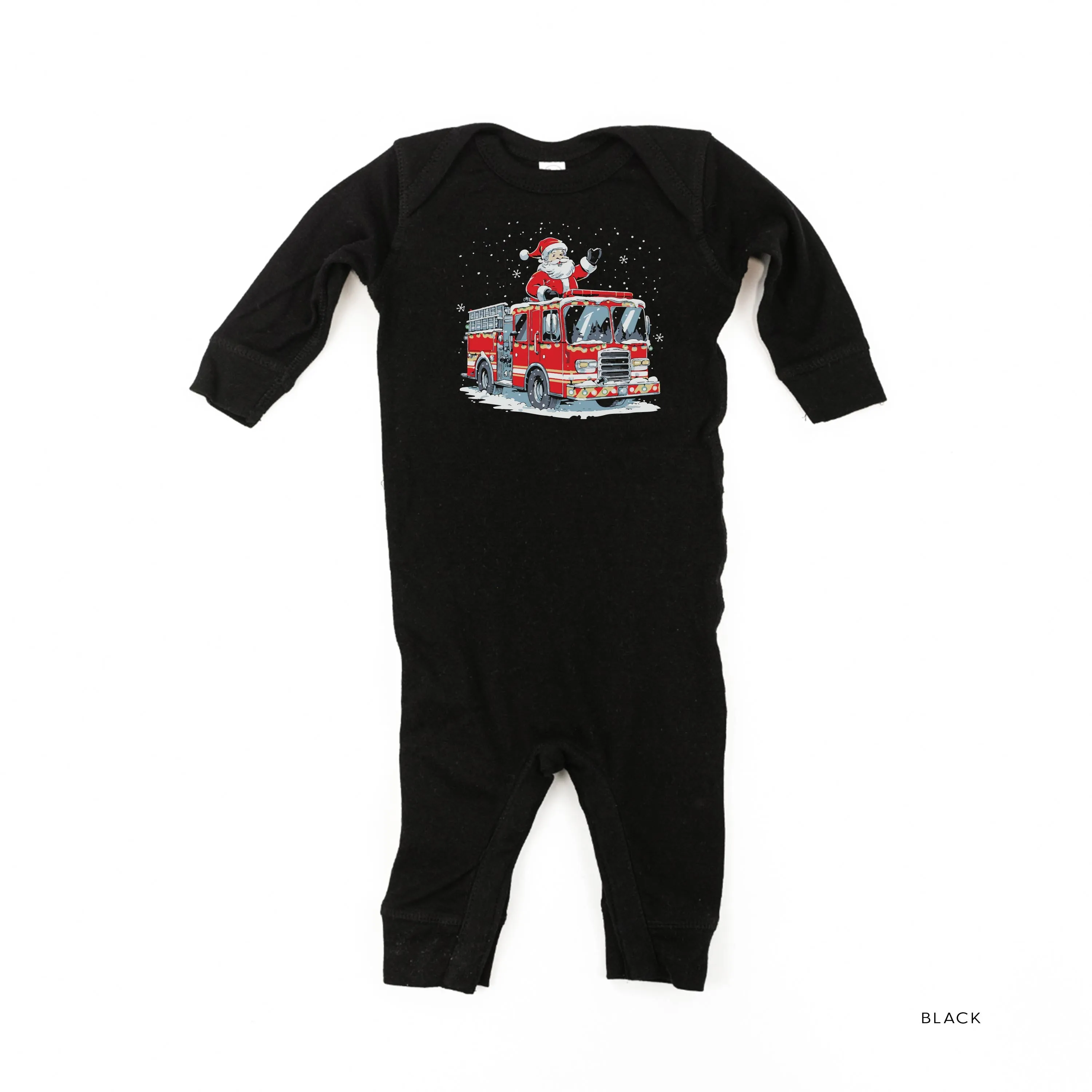 Firetruck Santa - Black Baby Sleeper