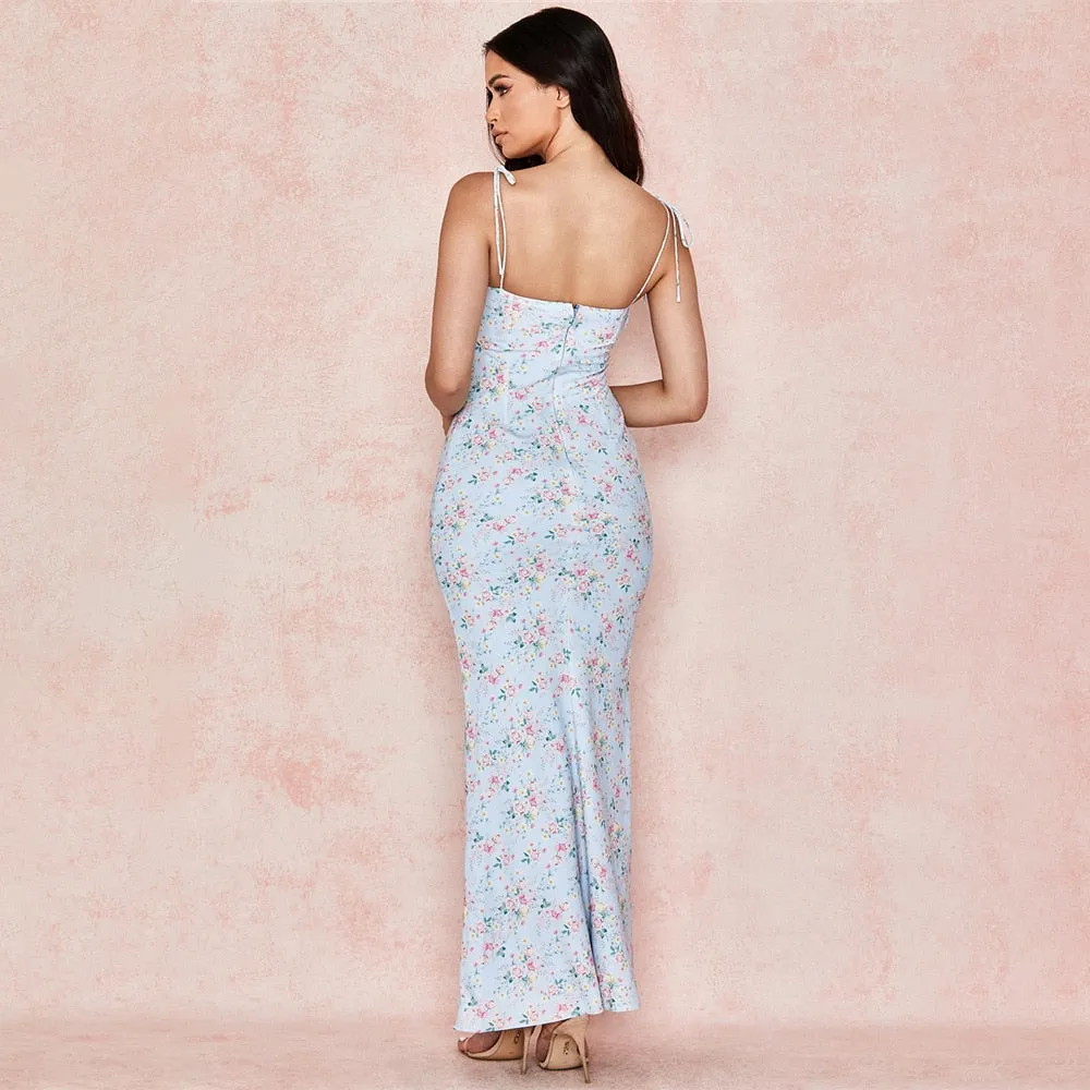 Floral Print Tie-up Maxi Sundress