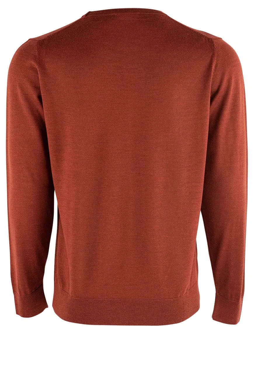 Garnet Men's Merino Wool Sweater - Burned Orange