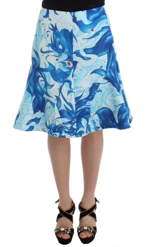 Koonhor Elegant Fresco-Print Knee-Length Skirt