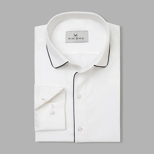 Logan White Cotton Shirt With Black Detailing