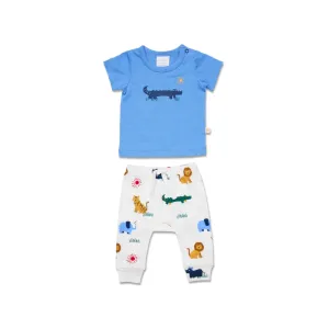 Marquise Savannah Sunsets Jersey T-Shirt and Ribbed Pant Set - Blue/Print