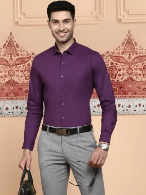 Men Cotton Spandex Shirt 2 Way Stretch Purple LY5