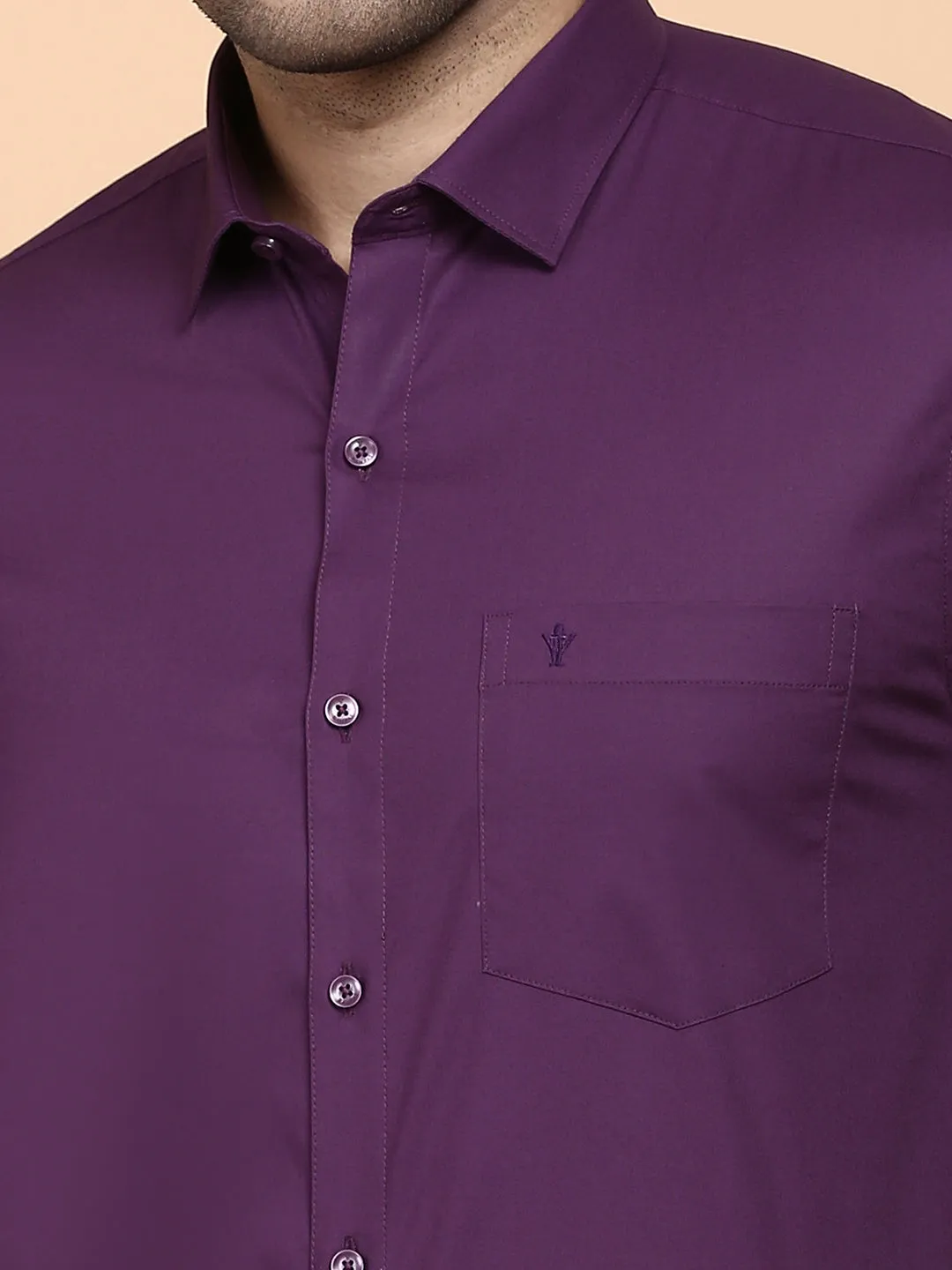 Men Cotton Spandex Shirt 2 Way Stretch Purple LY5