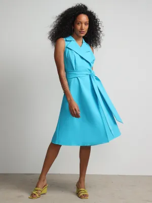 Notch-Collar Belted Flare Dress - Fit To Flatter