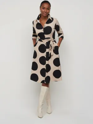 Petite Oversized Polka-Dot Button-Front Shirtdress