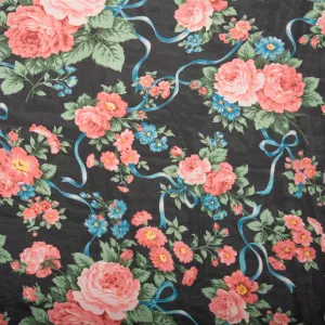 Printed Chiffon - CHANDA - Roses - Black / Pink