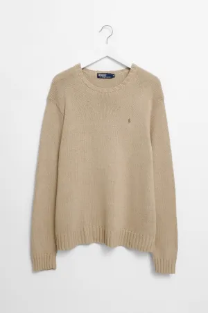 RALPH LAUREN BEIGE OVERSIZE LINEN COTTON SWEATER