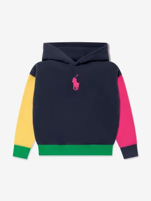 Ralph Lauren Girls Colourblock Hoodie in Navy