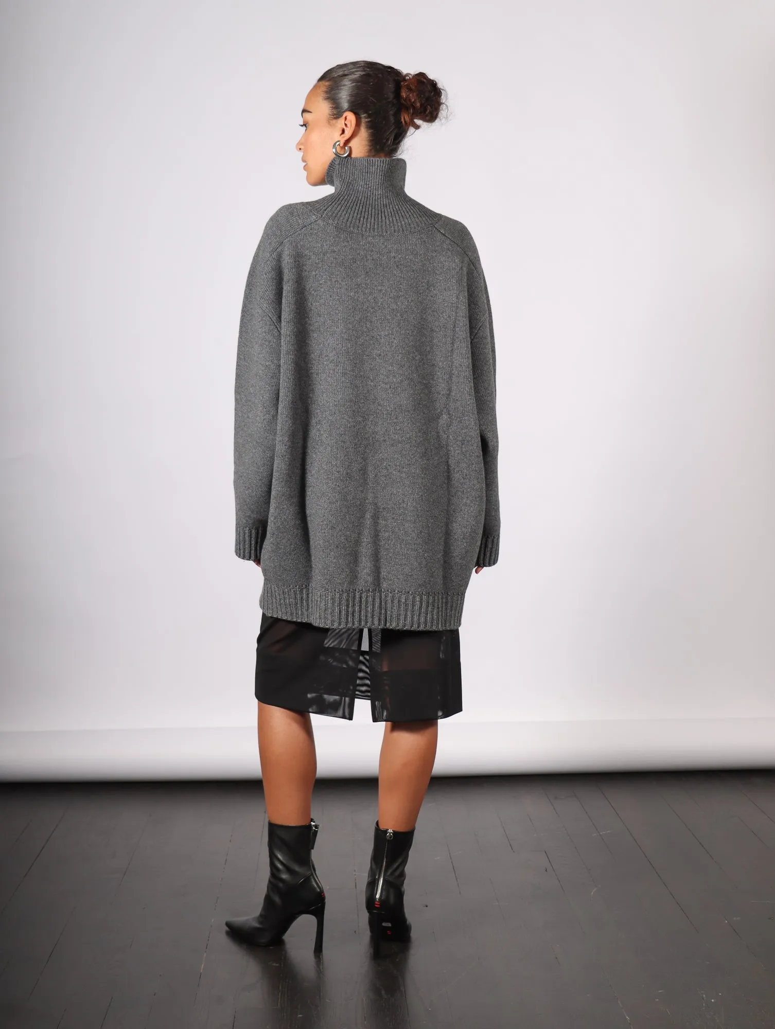 Recycled Cashmere High Neck Sweater in Grey by Liviana Conti