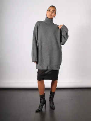 Recycled Cashmere High Neck Sweater in Grey by Liviana Conti