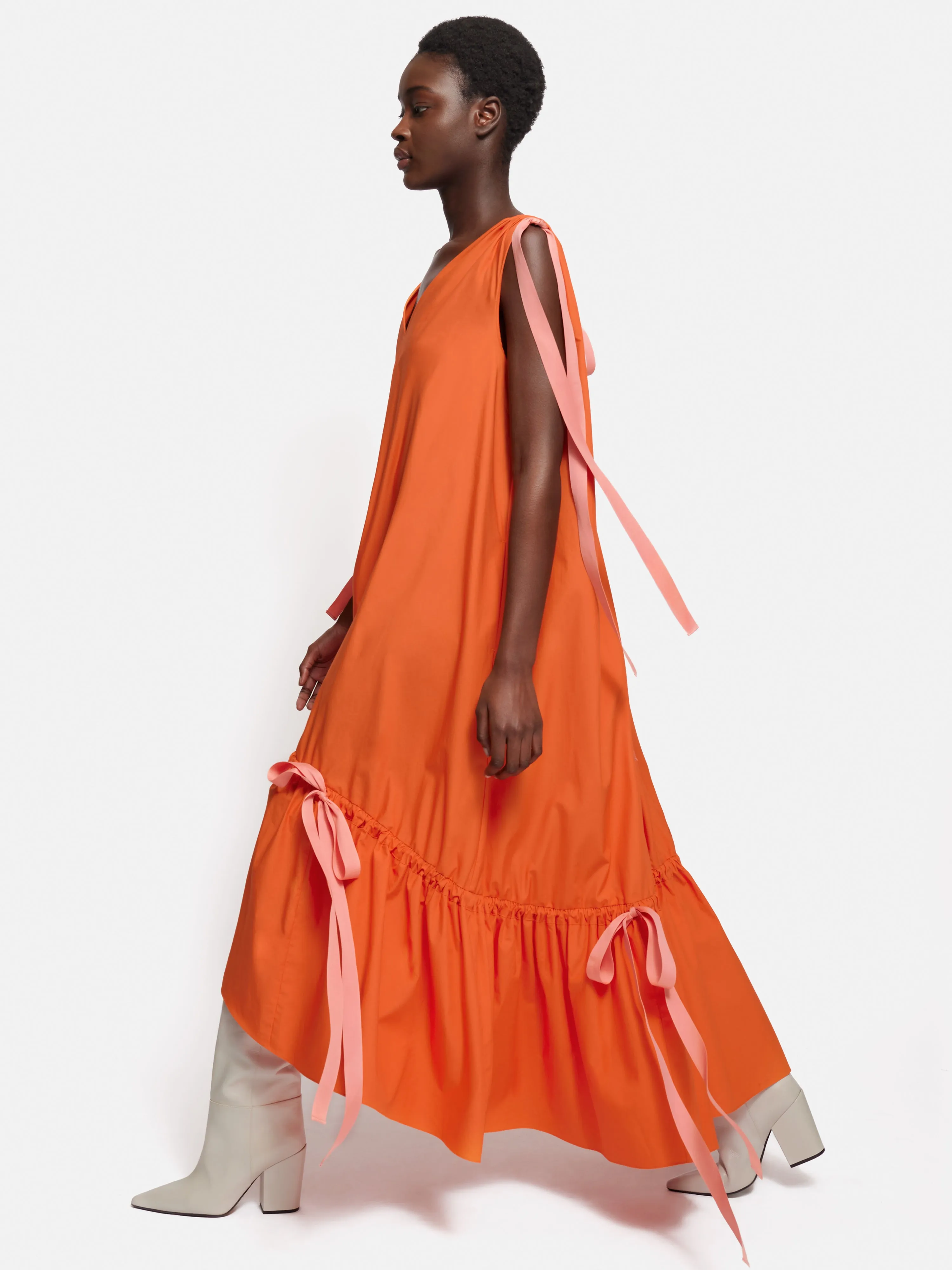 Roksanda Cotton V Neck Dress | Orange