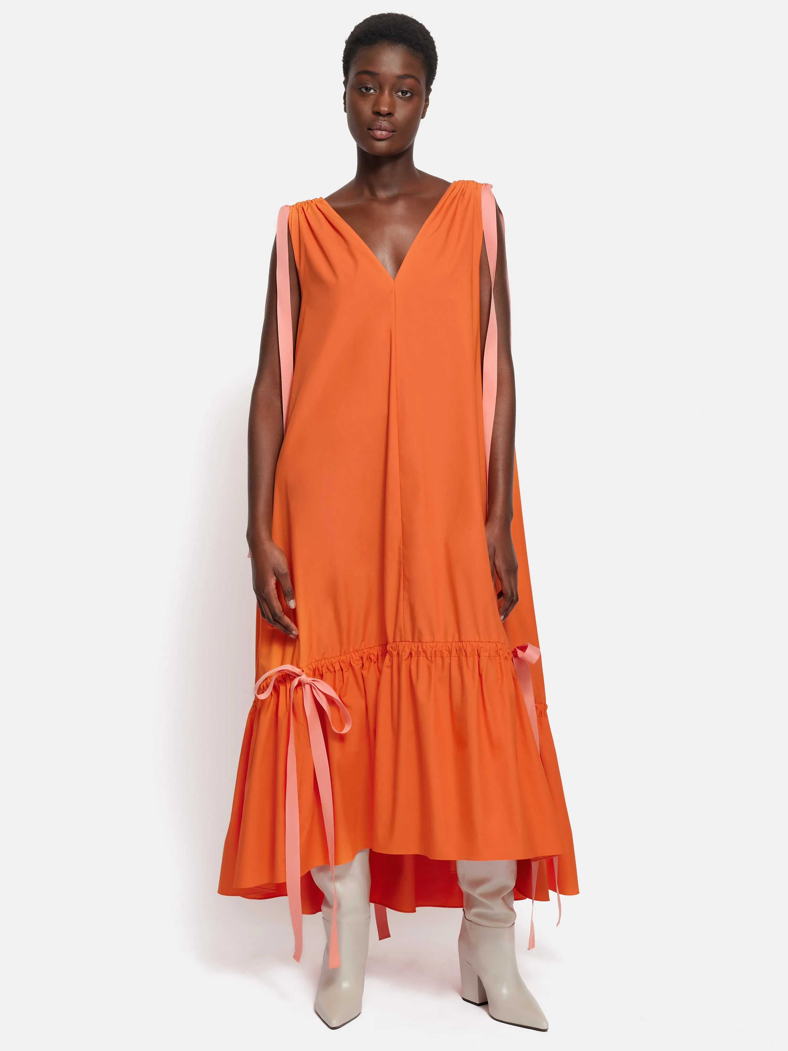 Roksanda Cotton V Neck Dress | Orange