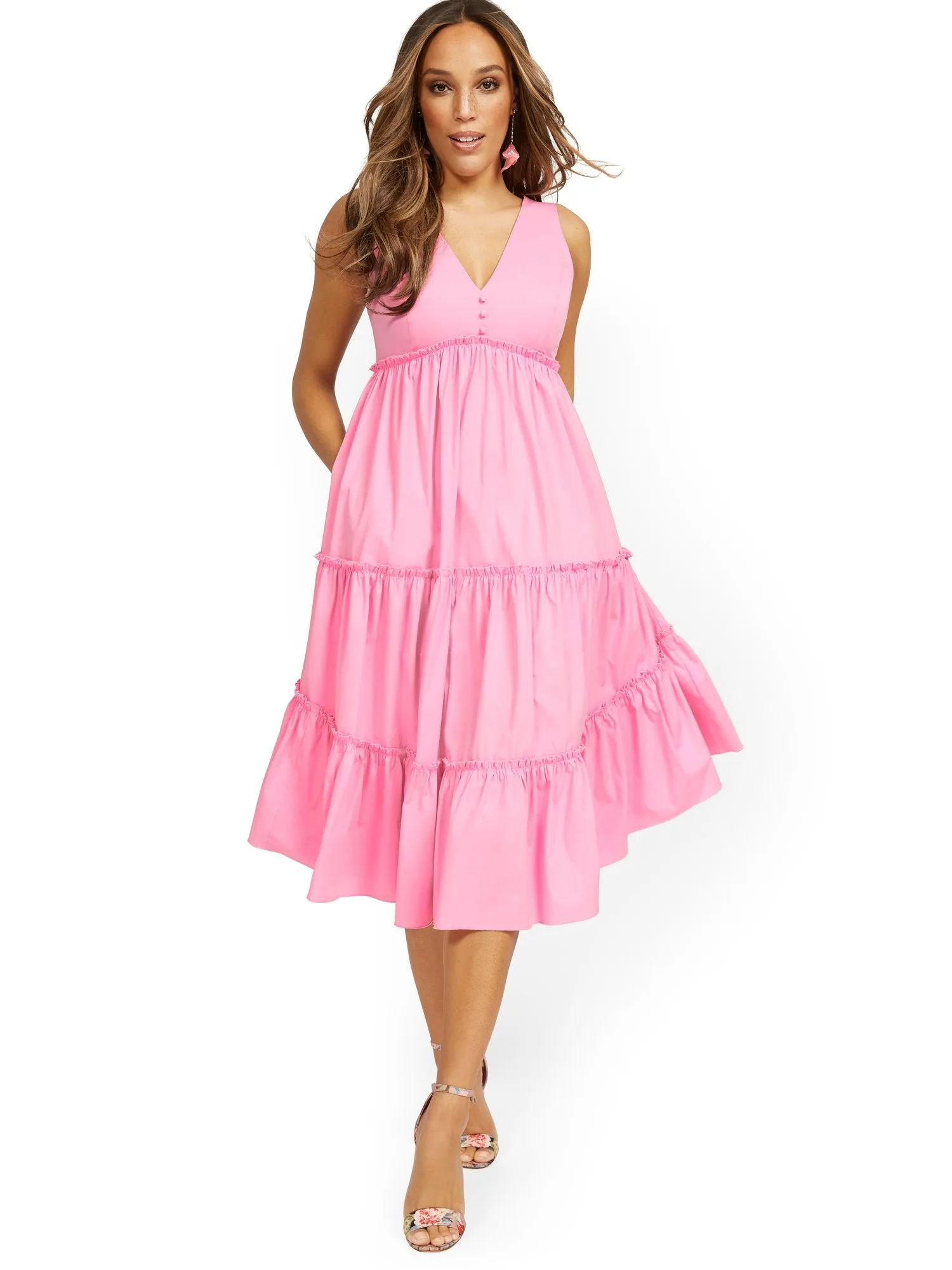 Ruffle-Tier V-Neck Dress