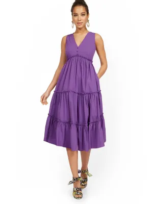 Ruffle-Tier V-Neck Dress