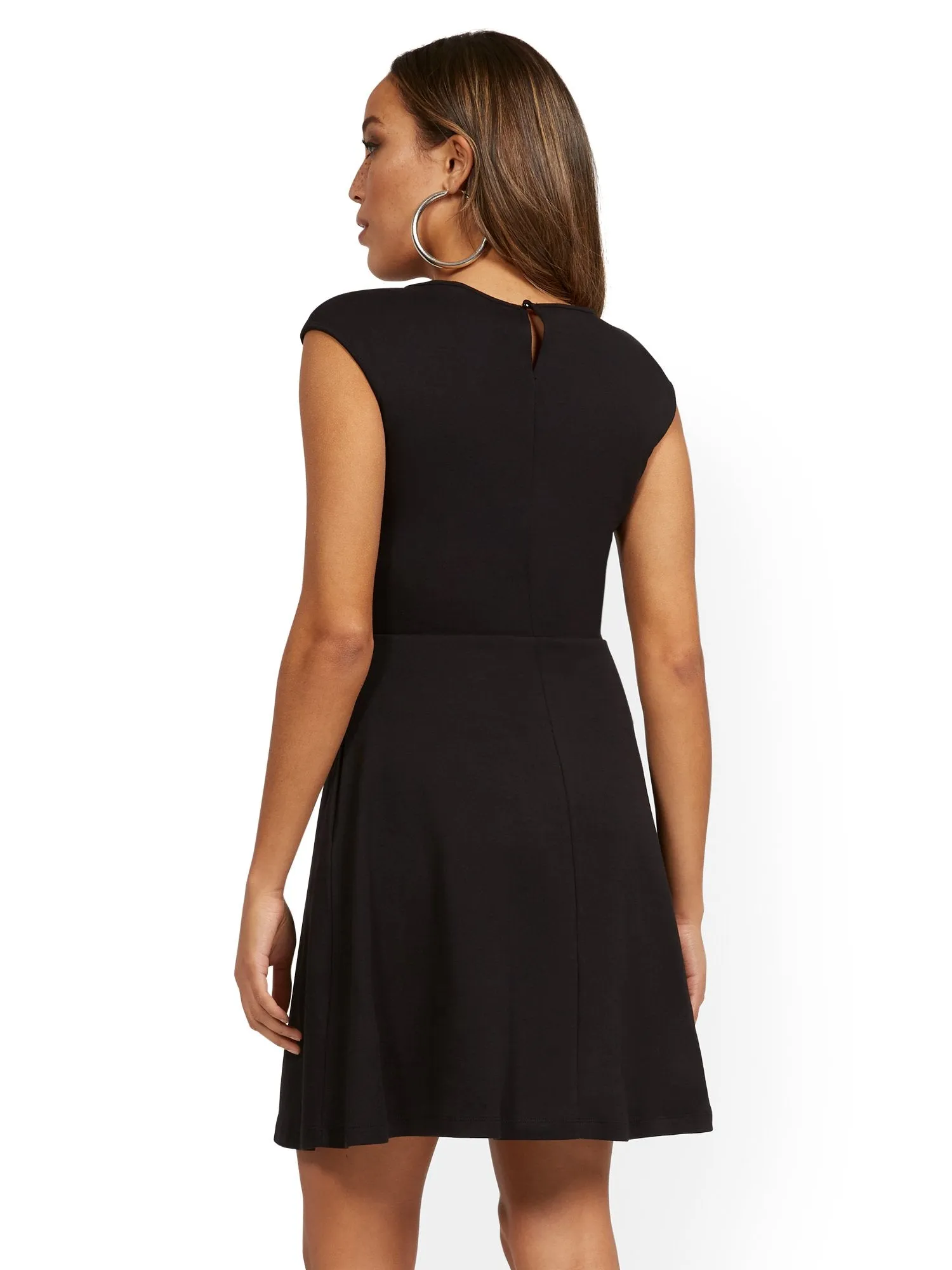 Side-Button Flare Dress - City Knits