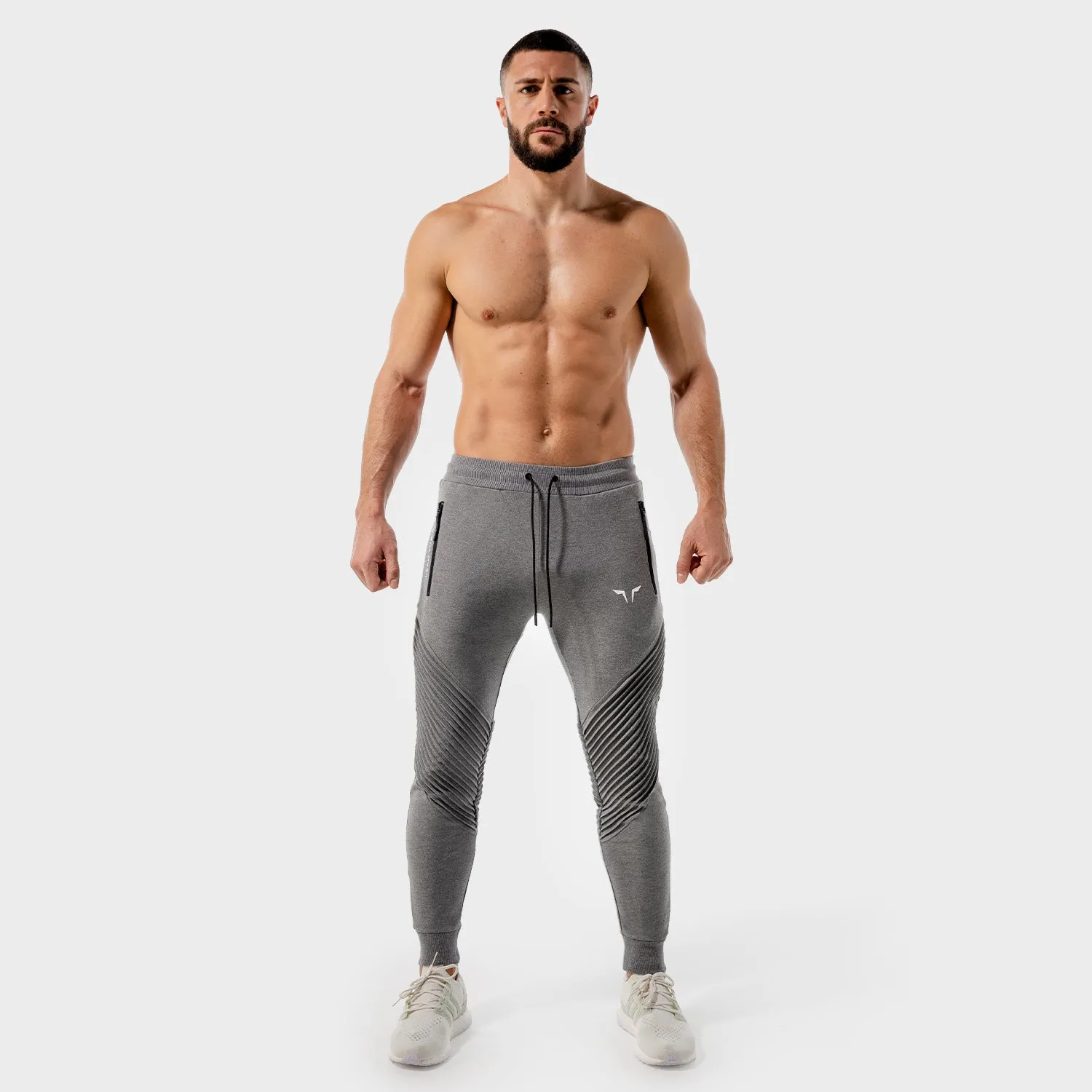 Statement Ribbed Joggers- Grey Marl