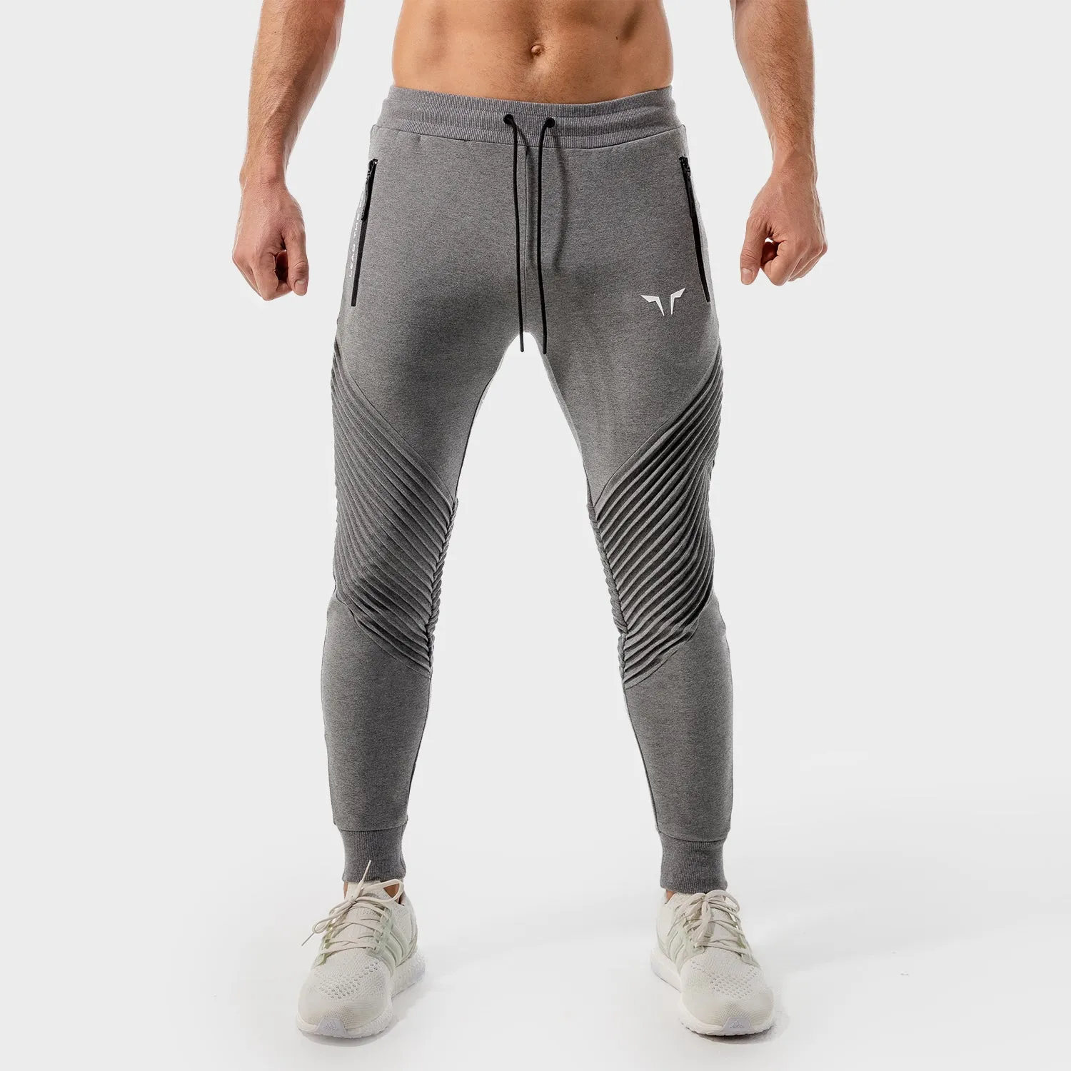 Statement Ribbed Joggers- Grey Marl