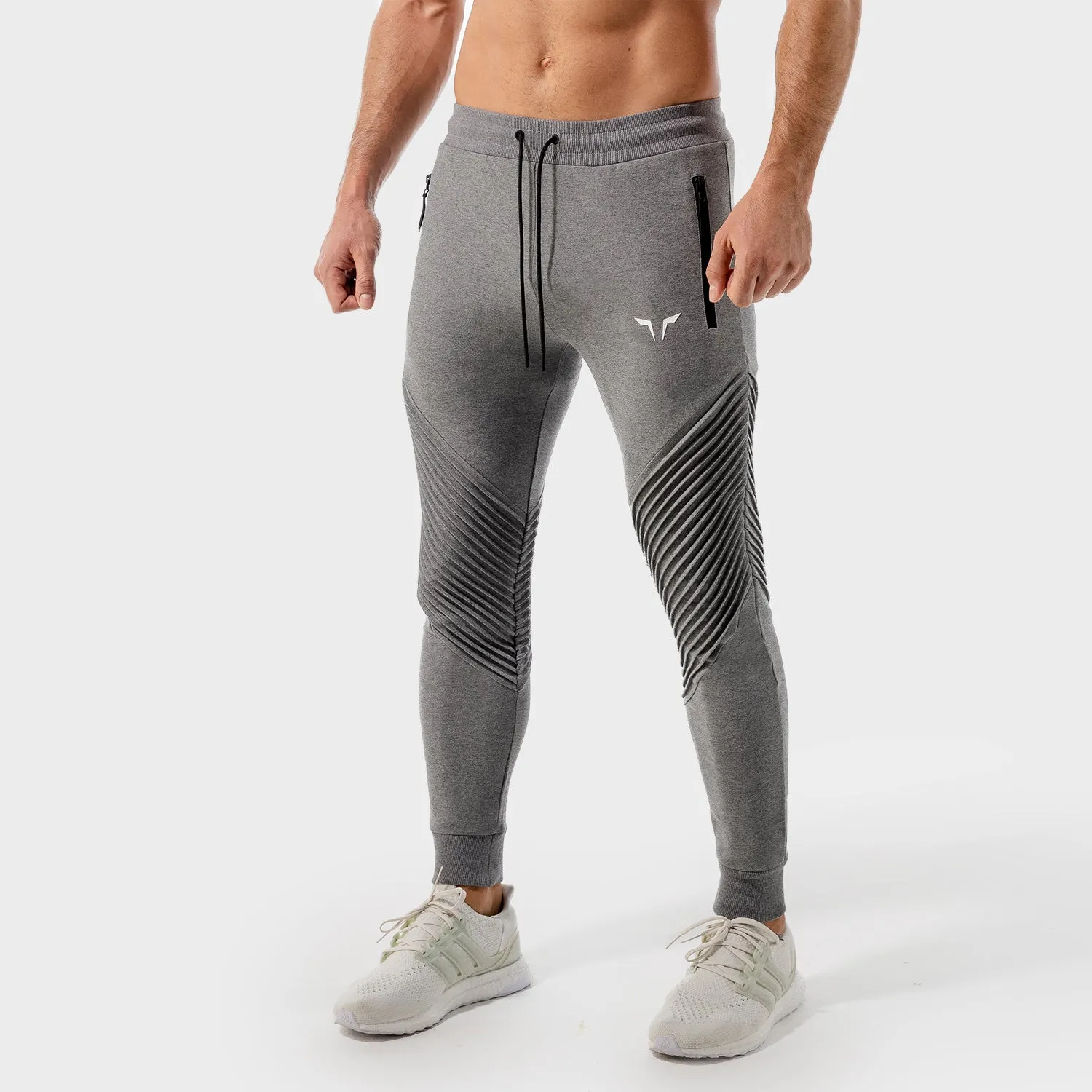 Statement Ribbed Joggers- Grey Marl