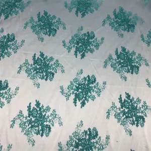 Teal Oswald Embroidered Lace Fabric