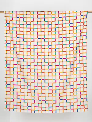 Teetertotter Check Print Organic Cotton Canvas - Cream   Multicolour - Swatch