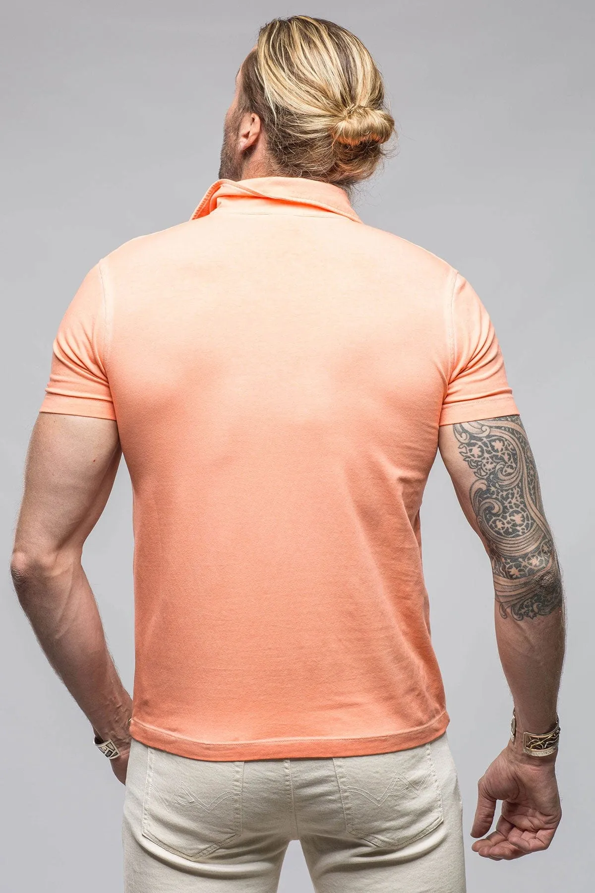 Toulour SS Woven Polo in Peach