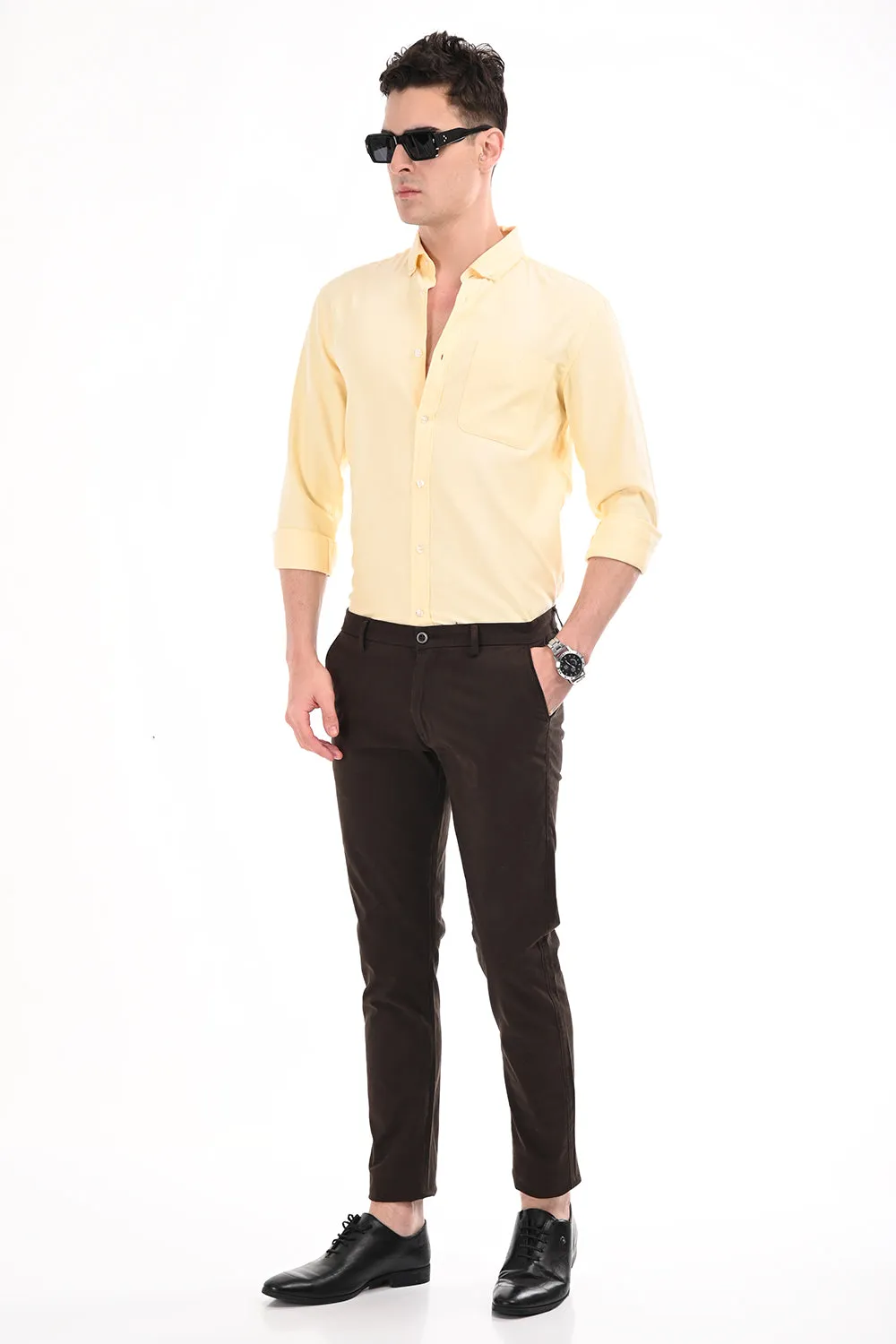 Yellow New Age Oxford Semi Formal Shirt