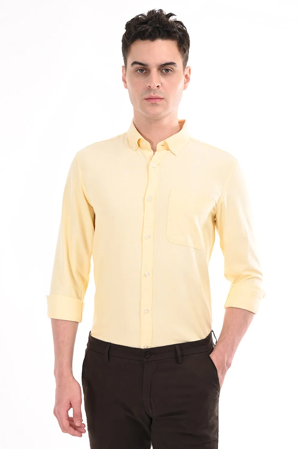 Yellow New Age Oxford Semi Formal Shirt