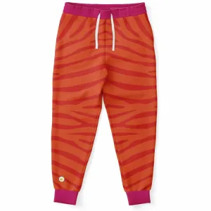 Zebra in Orange Raspberry Eco-Poly Unisex Joggers